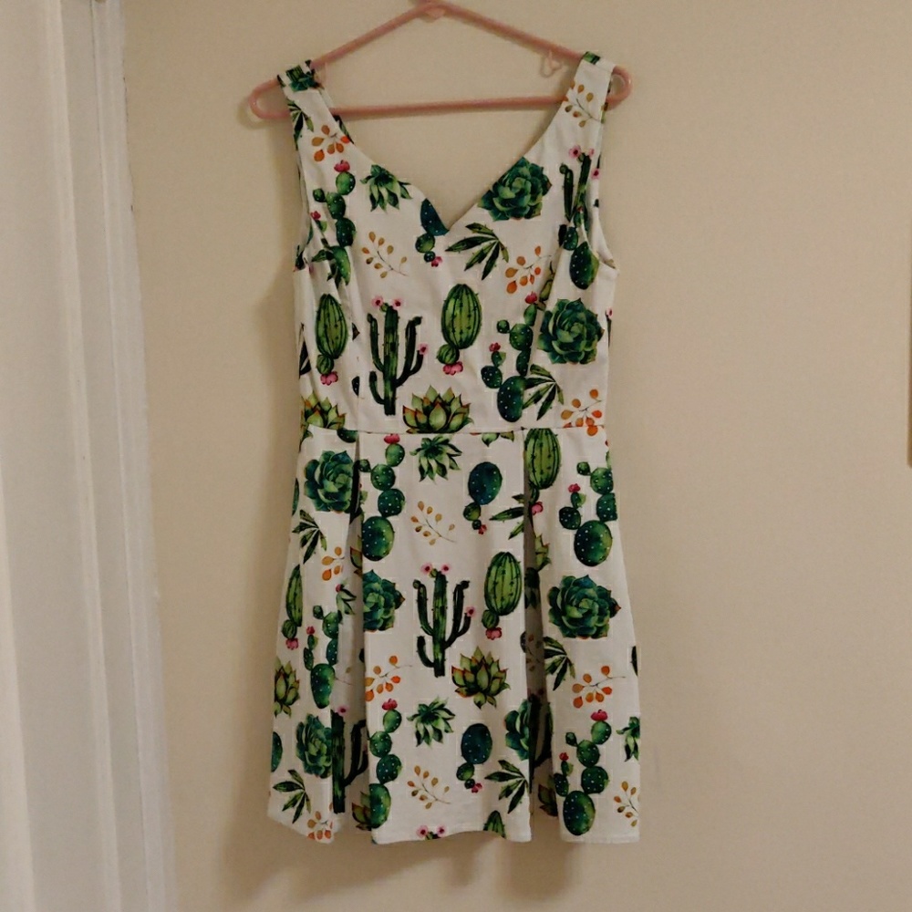 Dashing Darling A-Line Dress in Succulents